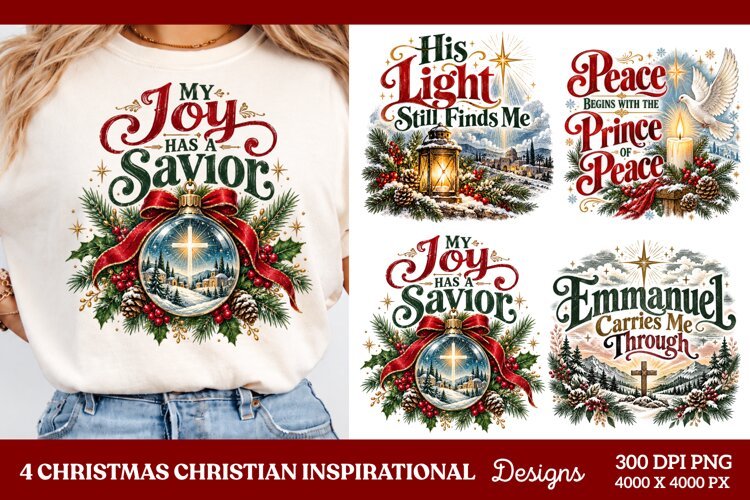 4 Christian Christmas PNG Designs, 4 Christian Inspirational example image 1