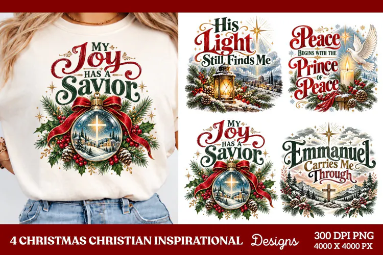 4 Christian Christmas PNG Designs, 4 Christian Inspirational