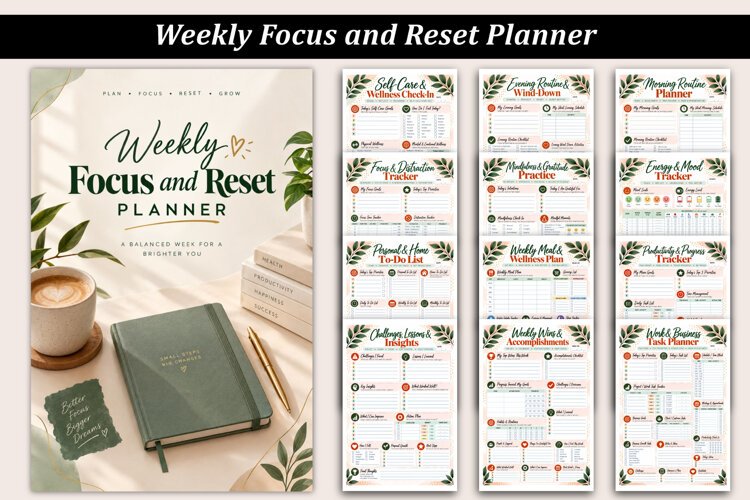 Weekly Focus & Reset Planner example image 1