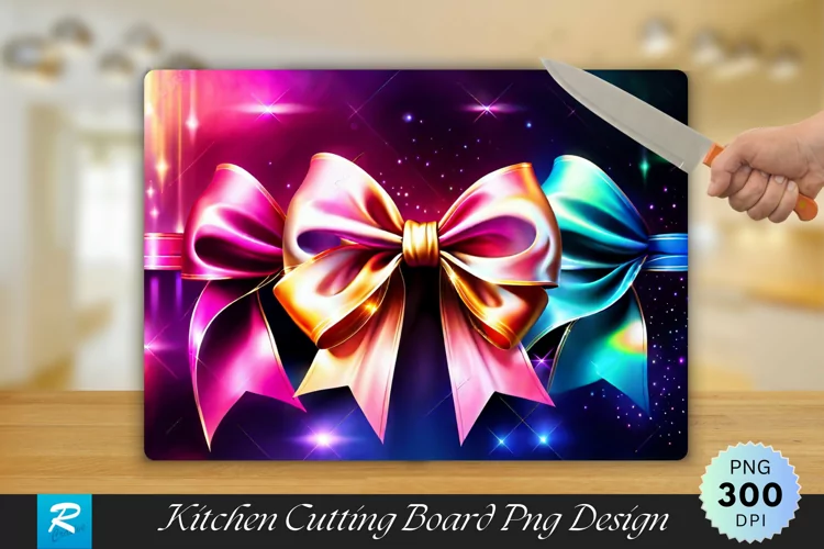 Vibrant Bow Cutting Board Sublimation Design