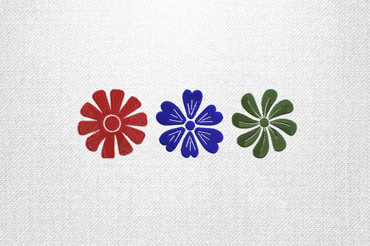 Triple Floral Motif Embroidery Design