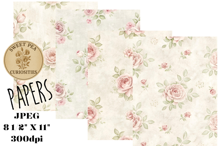 Flowers, Shabby Chic, Papers, Junk Journal