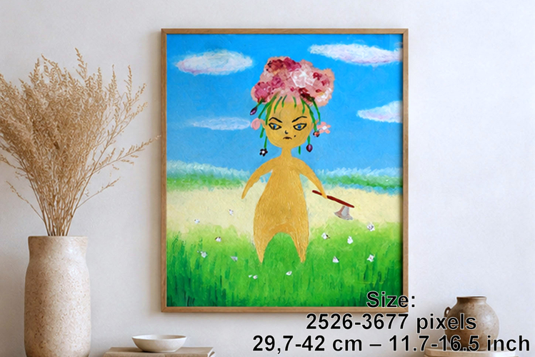 Angry fairy print wall decor author acrylic painting wall ar