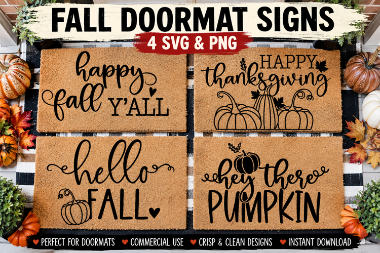 Fall Doormat SVG PNG, Pumpkin Thanksgiving Porch Signs