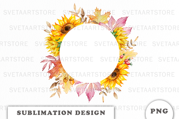 Watercolor Autumn Flowers Frame png example image 1