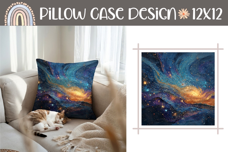 Cosmic Pillow Template, Abstract Pillow Sublimation