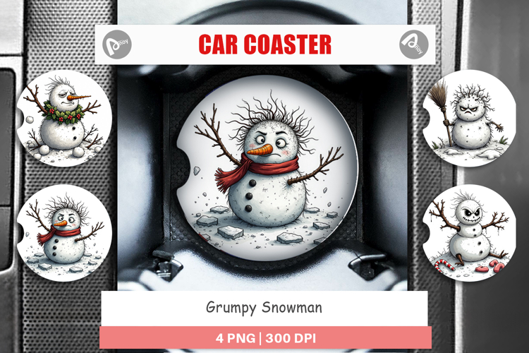 Car Coaster Grumpy Snowman