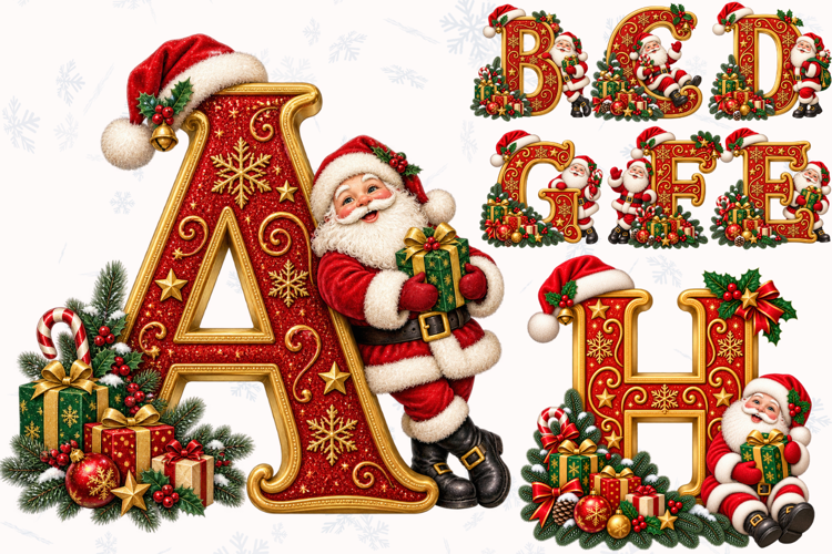 Christmas Santa Alphabet Letters PNG