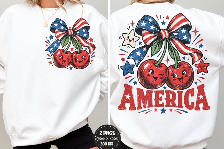 Patriotic Cherry Front Back PNG, Front Back Americana Cherry example image 1