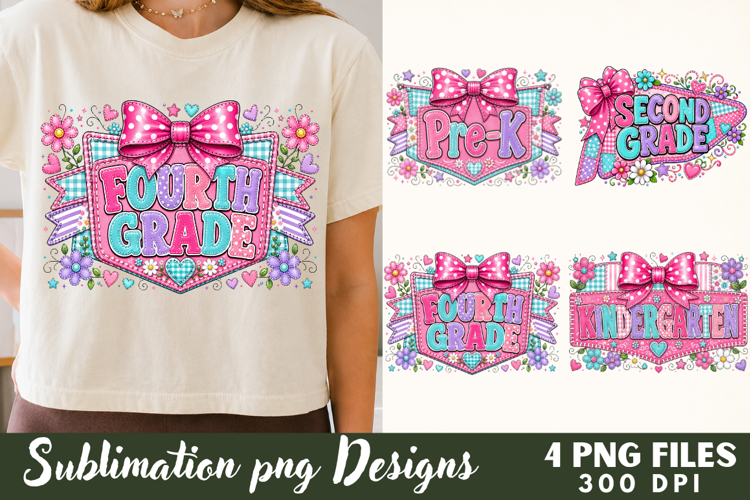Pre K Kindergarten Fourth Grade Sublimation PNG