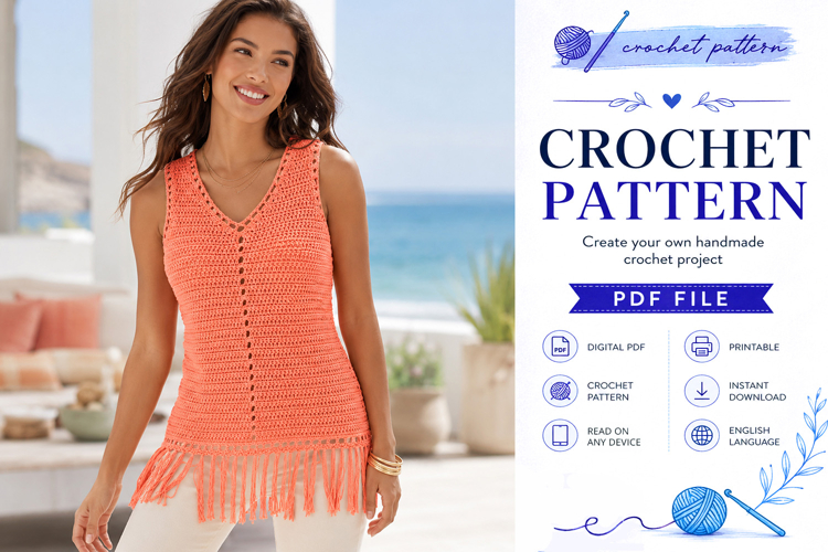 Fringe Tank Top Crochet Pattern PDF