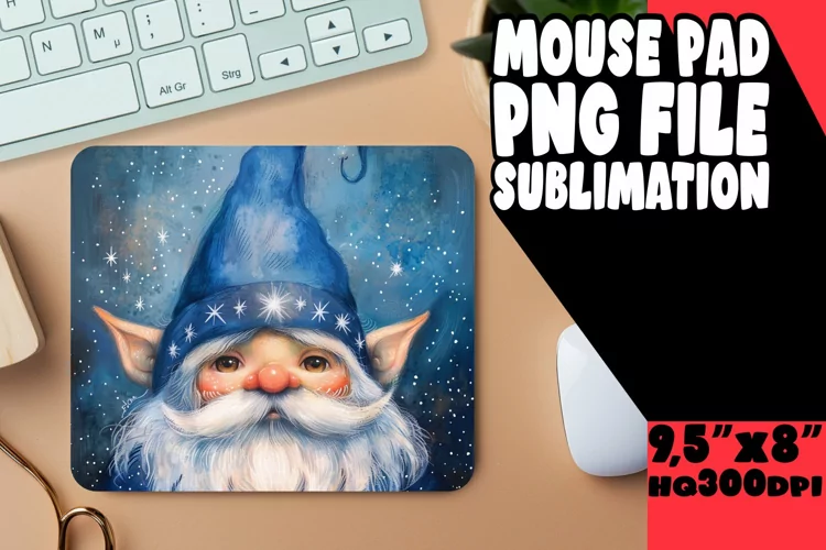 Sweet Gnome Mouse Pad Design Sublimation Watercolor Magic