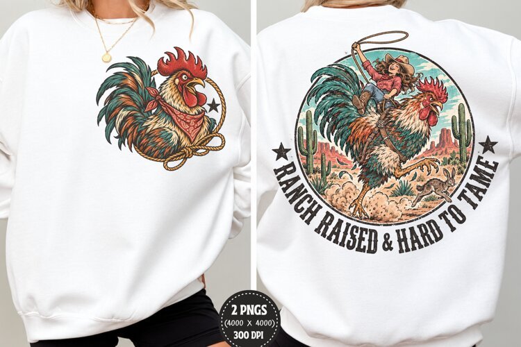 Ranch Raised Front Back Rooster PNG, Western Rooster Front B example image 1