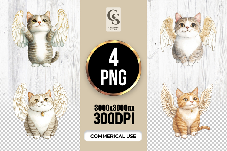 Angel Cat Clipart Sublimation PNG