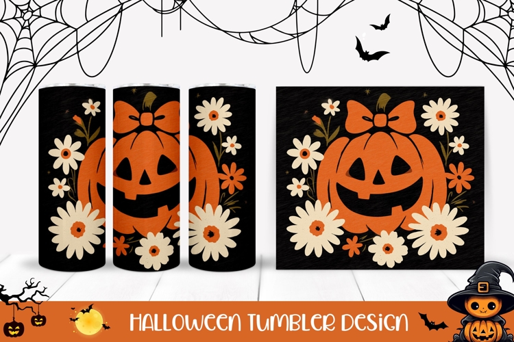 Retro Halloween Pumpkin Tumbler, Vintage Halloween PNG