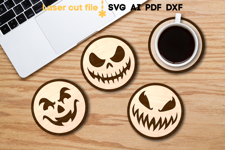 Halloween Coasters Bundle SVG laser cut files for Glowforge
