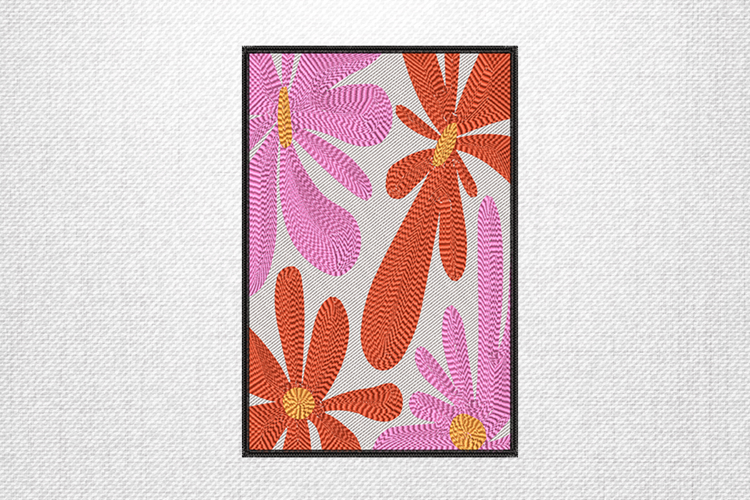 Vibrant Retro Floral Embroidery Design