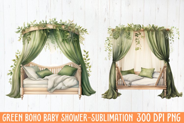 Green Boho Baby Shower Sublimation