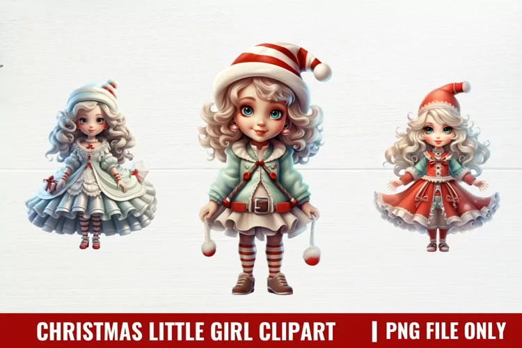 Christmas Little Girl Clipart Sublimation