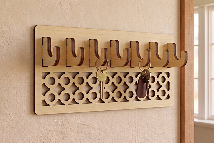 Laser Cut Key Holder SVG - Wall Hook Rack File example image 1