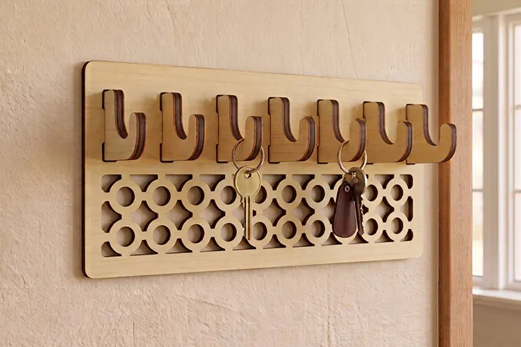 Laser Cut Key Holder SVG - Wall Hook Rack File