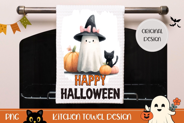 Happy Halloween Towel, Halloween Ghost Towel Design
