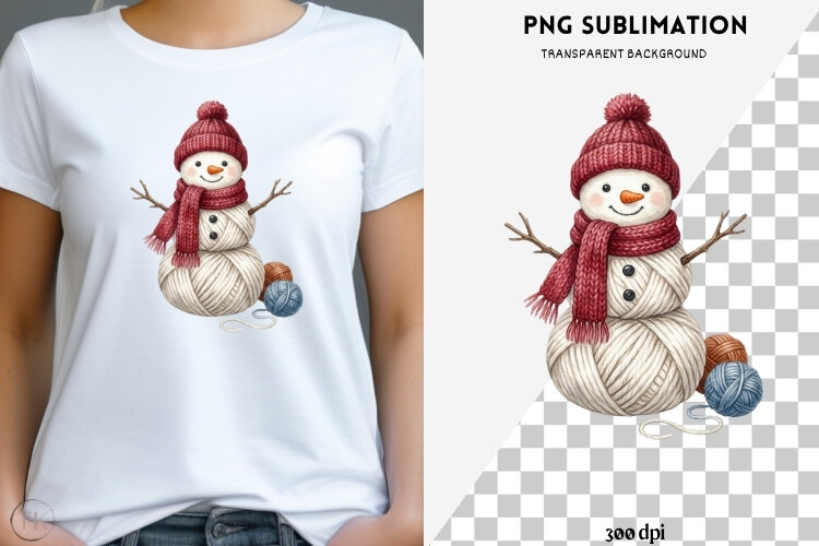 Yarn snowman png design for T-shirts example image 1