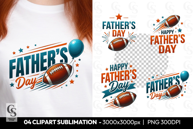 Father’s Day Football Sublimation Clipart PNG Design
