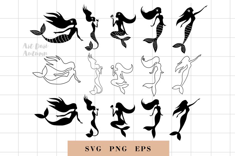 Silhouette Mermaid Clipart Image 10