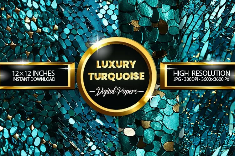Luxury Turquoise Digital Papers - 04 Variations