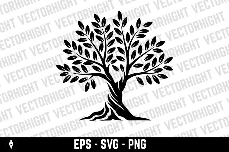 Olive tree silhouette icon. Design element for logo, label,