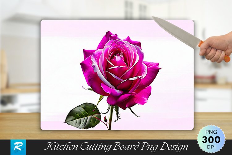 Magenta Rose Cutting Board Sublimation Design example image 1