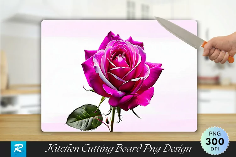Magenta Rose Cutting Board Sublimation Design