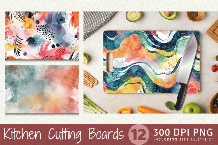 Abstract Watercolor Boho Cutting Boards sublimation Design