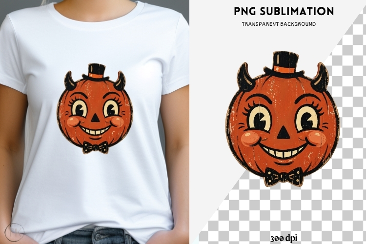 Vintage folk-art halloween png design for T-shirts