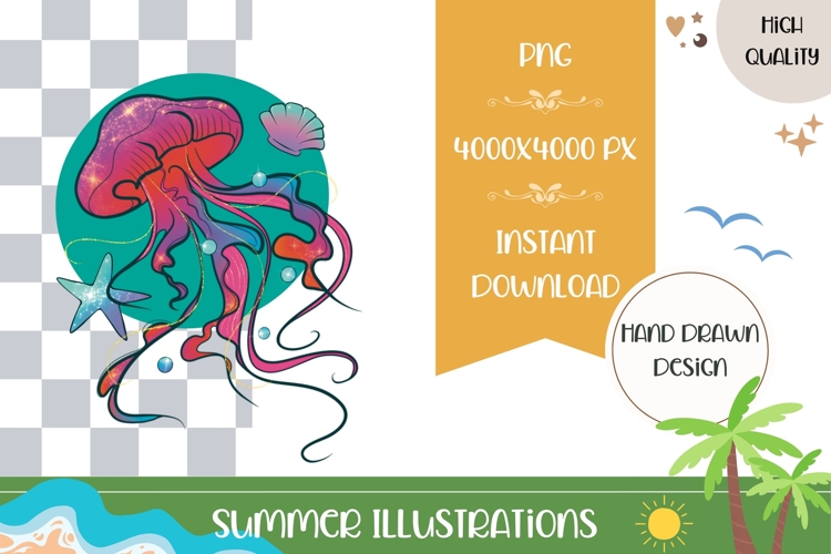 Hand Drawn Jellyfish Illustration, Cartoon Jellyfish PNG