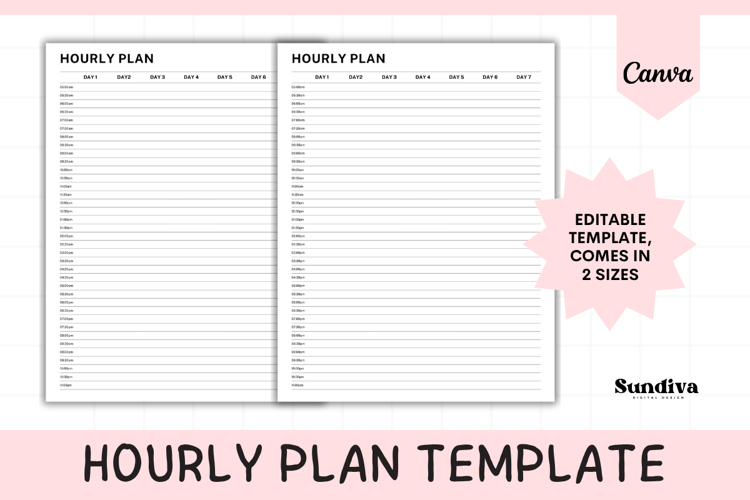 Hourly Plan Editable Template 1 example image 1