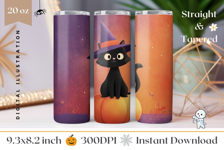 Kids Halloween Tumbler, Halloween Black Cat Tumbler Design