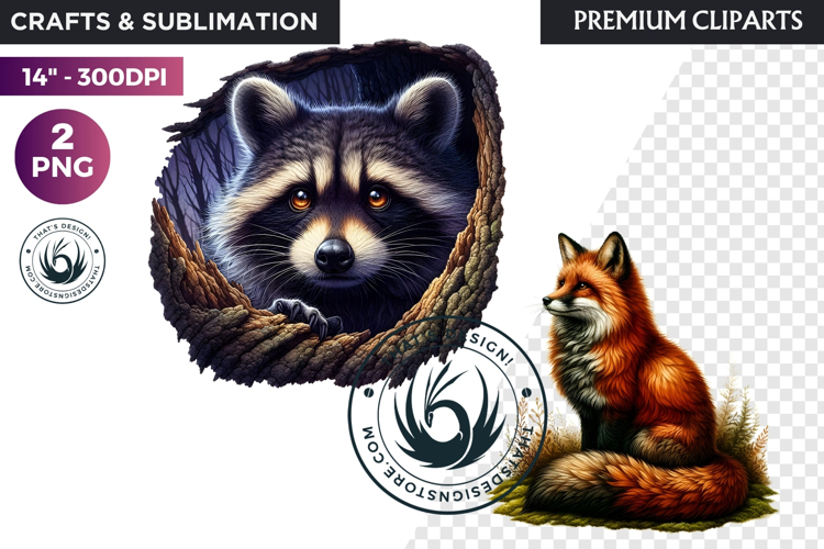 Watercolor Wild Animal Clipart, Forest Wildlife PNG