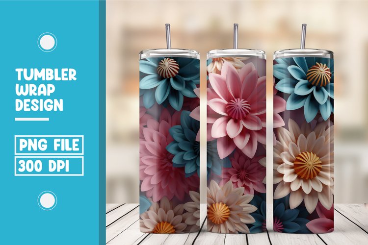 3d flower tumbler wrap sublimation