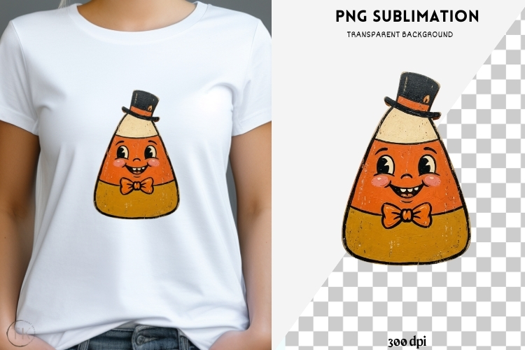 Vintage folk-art halloween png design for T-shirts