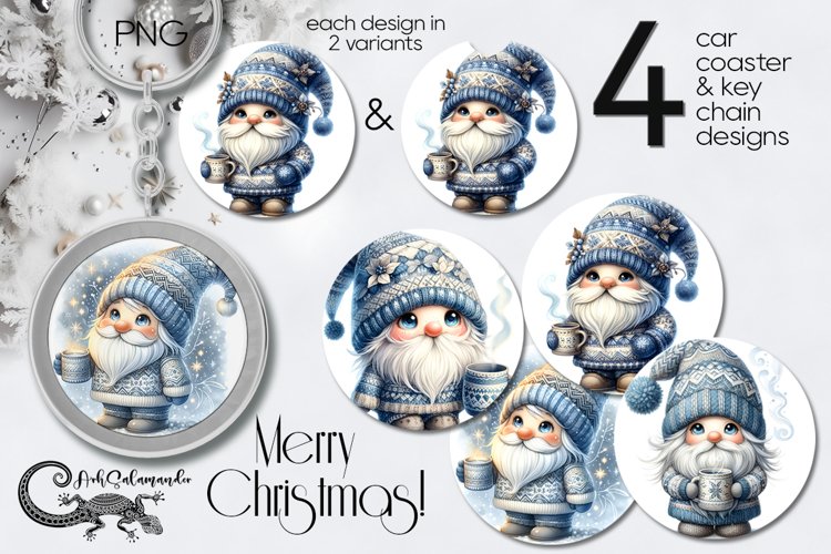 Christmas Gnome | Sublimation Car coaster & key chain PLUS