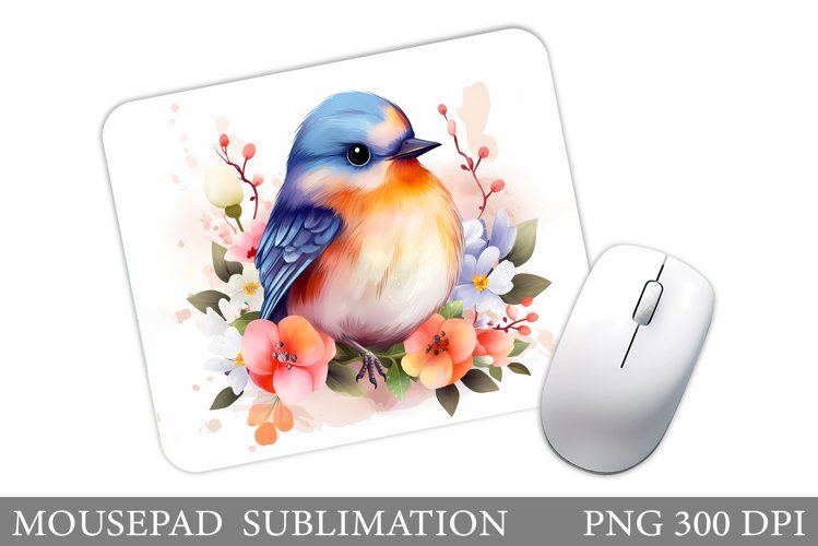 Cute Bird Mouse Pad Design. Spring Mouse Pad Sublimation