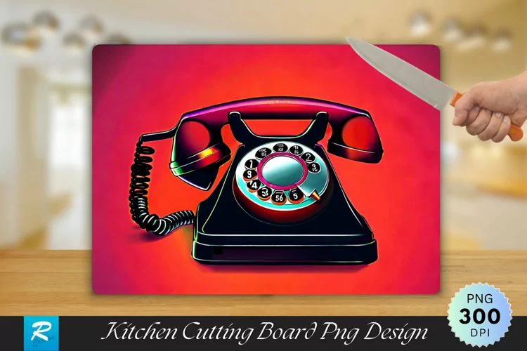 Telephone Cutting Board Sublimation Design