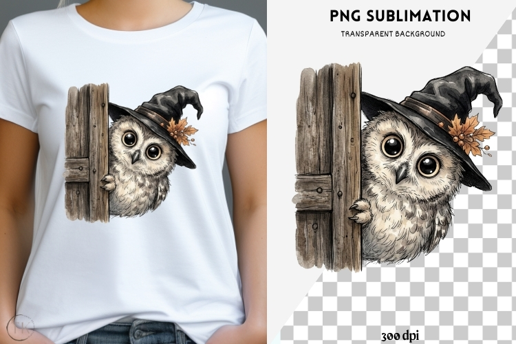 Peeking owl halloween png design for T-shirts