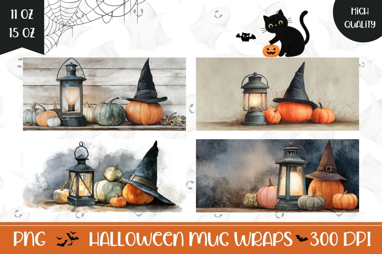 Cartoon Halloween Pumpkin Mug Designs, Halloween Mug Print