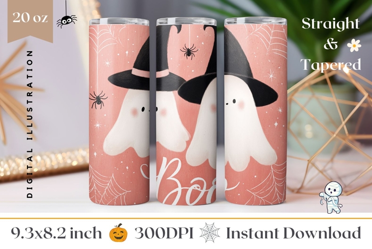 Kids Halloween Tumbler Print, Boo Halloween Ghosts Tumbler