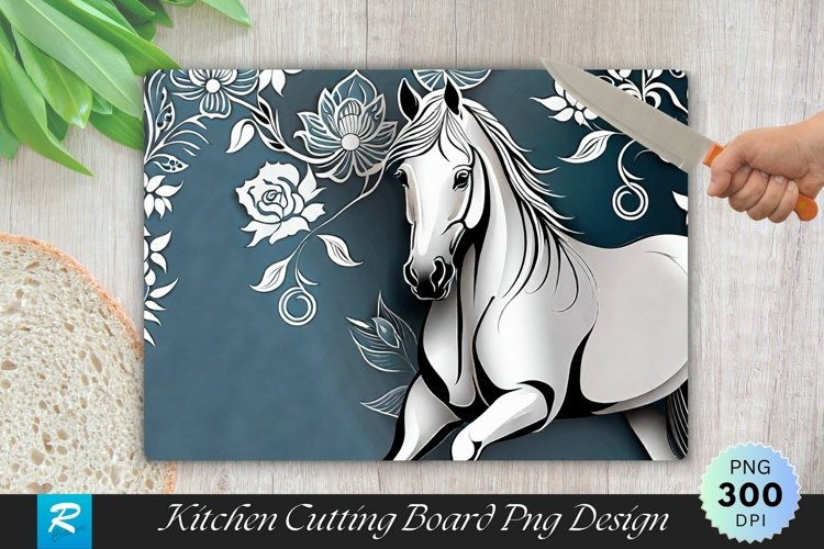 White Horse Cutting Board Sublimation Design