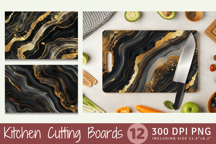 Black & Gold Agate Cutting Boards sublimation sublimation De