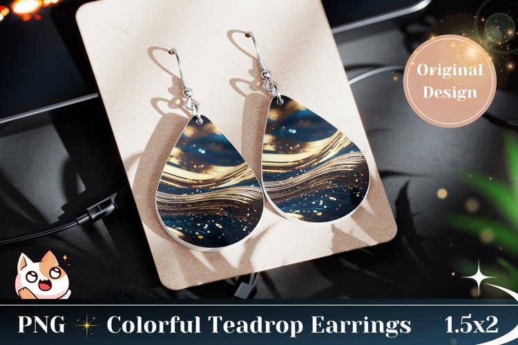 Glitter Teardrop Earring Design, Liquid Earring Sublimation